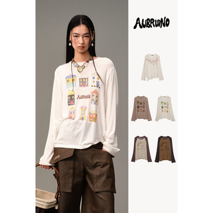 AUBRUINO 安格集合店 25AW透气防晒蝴蝶结小房子小矮人动物园T恤