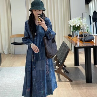 连衣裙 25SS春夏印度手工复古拼接桑蚕丝印花长袖 EKA 安格集合店