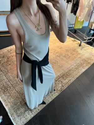 WEARABLE EVENT 安格集合店 24SSU领工字罗纹背心直筒牛仔连衣裙