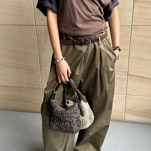 COTEMP草编感手工钩针手提包女