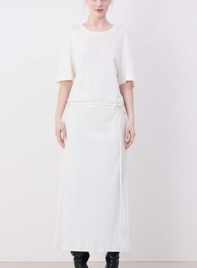 LEMAIRE 安格集合店 24AW秋冬杏白色棉质罗纹配腰带T恤连衣裙