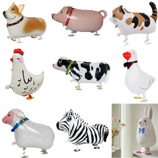 农场主题系列奶牛走路气球活动场景布置装饰鸡鸭猪狗铝膜动物气球