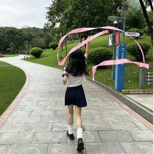 粉色彩带cos二次元手持拍照道具