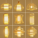 新中式 餐厅茶室禅意竹艺灯餐饮店饭店火锅店灯具 竹编灯笼吊灯中式