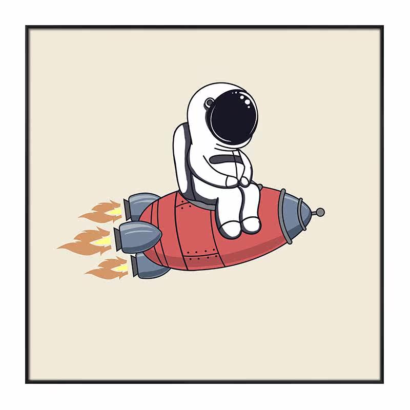 儿童卧室床头装饰画宇航员男孩太空星空墙画房间挂画北欧创意壁画