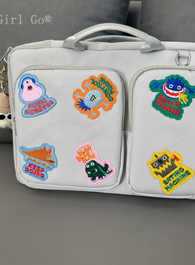 Go Girl Go®正品卡通怪物贴布电脑包适用华为苹果联想华硕戴尔笔记本电脑包