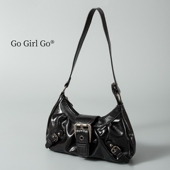 Go千禧年代复古辣妹本命腋下包金属做旧机车包hobo单肩包 Girl