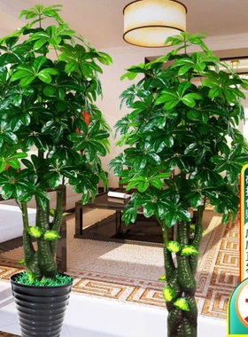 电视柜两边大摆件假树仿真树发财树客厅大型落地假花盆栽摆设绿色