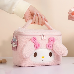 卡通美乐蒂毛绒化妆包手提高颜值melody立体大容量收纳包可爱女生