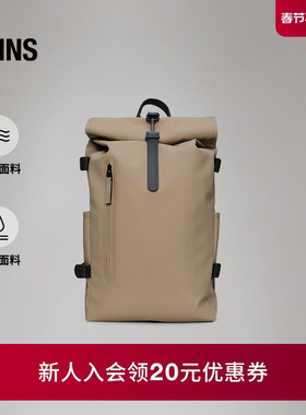 Rains 防水面料卷顶双肩包书包户外旅行男女Rolltop large/14590