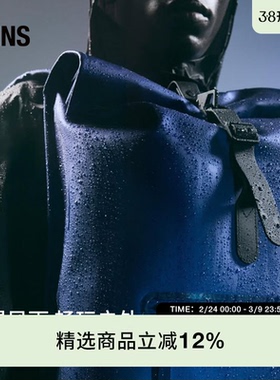 Rains 防水面料13L卷顶双肩包电脑书包旅行通勤男女Rolltop/13320