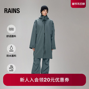 Rains 防水面料长款抓绒风衣夹克外套百搭通勤男女Vision/12510