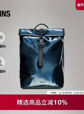 Rains防水面料卷顶双肩包电脑书包户外通勤旅行男女Rolltop/13330