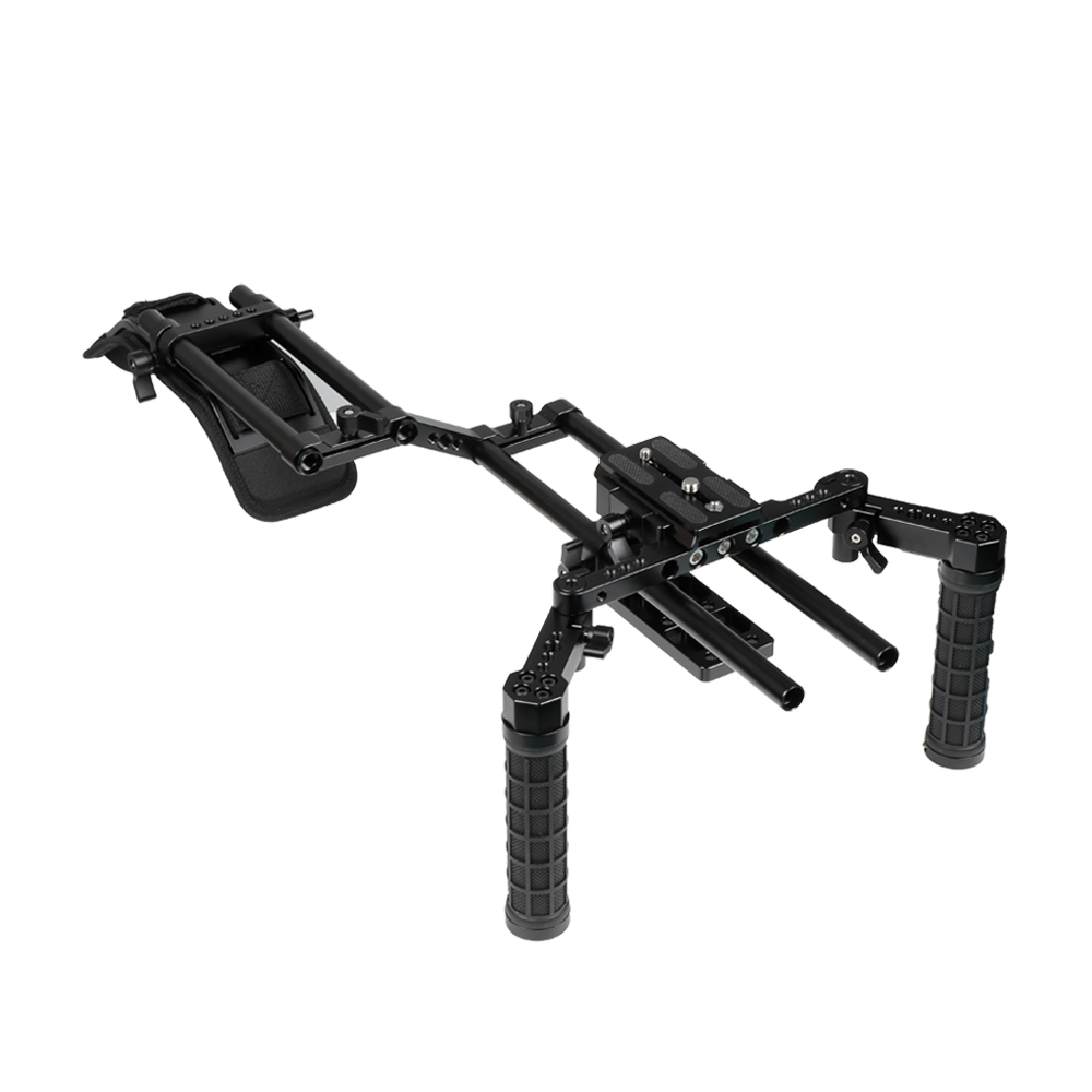 CAMVATE肩扛系统带Manfrotto快速释放三脚架安装底板15mm管夹2503