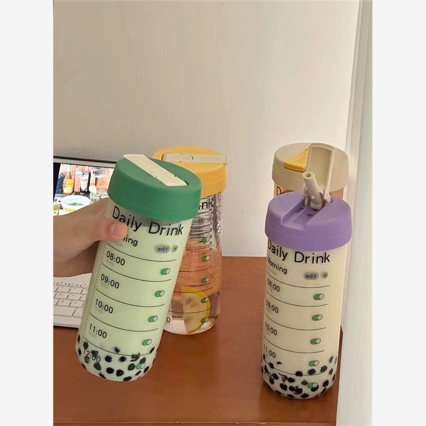 高颜值茶水分离大容量吸管杯耐热玻璃刻度办公室泡花茶杯便携杯子