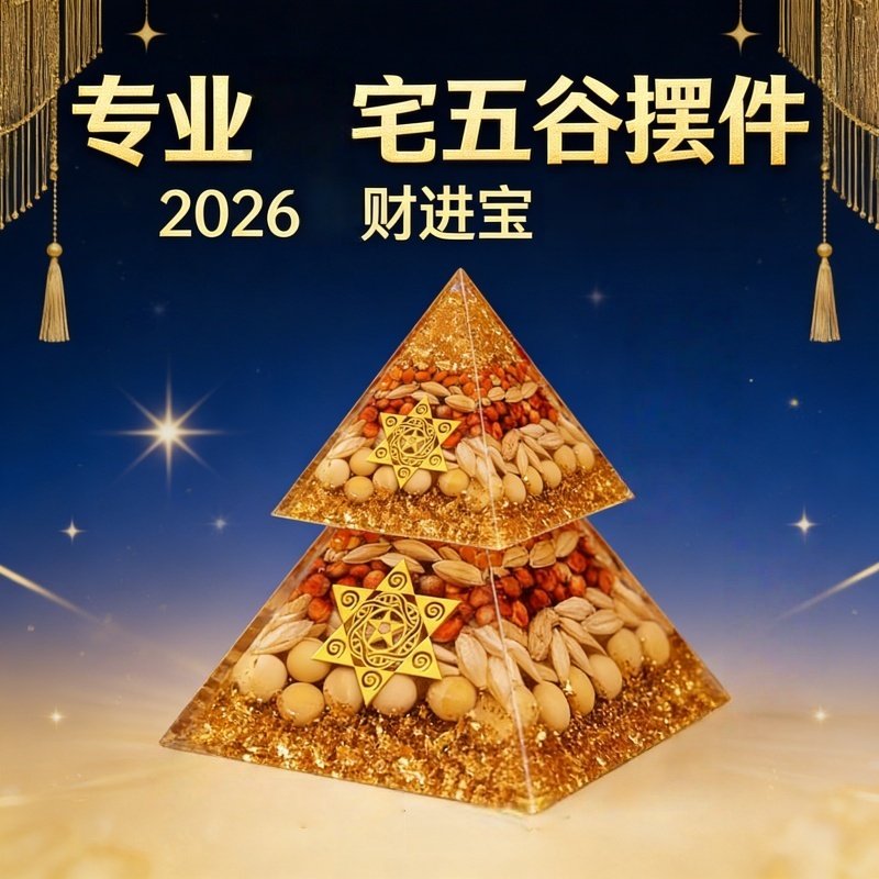 2026财进宝水晶金字塔摆件新中式招财家居装饰品中国风五谷国学摆,家居饰品,国学摆件,淘宝优惠券,粉丝福利购,淘宝优惠卷