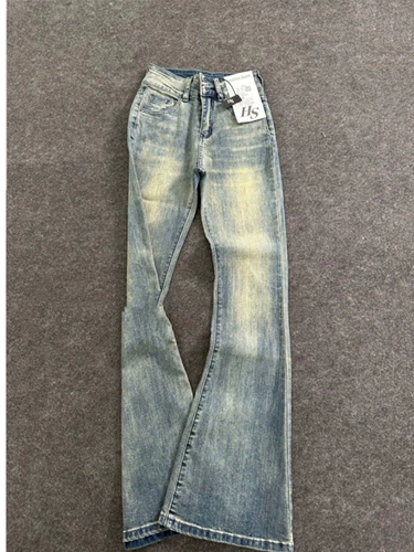 Ретро эластичный мегафон, летние джинсы, приталенные штаны, в американском стиле, высокая талия