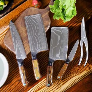 67层大马士革钢厨刀套装厨房刀具组合全套砍骨刀中式家用套刀片刀