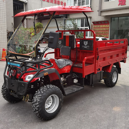 全地形车2米货箱四驱农夫车350cc自卸双座车棚分时四驱越野农用车