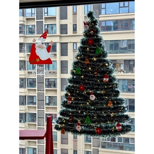 手工圣诞节装饰diy玻璃圣诞树橱窗店铺门口落地窗氛围感居家场景