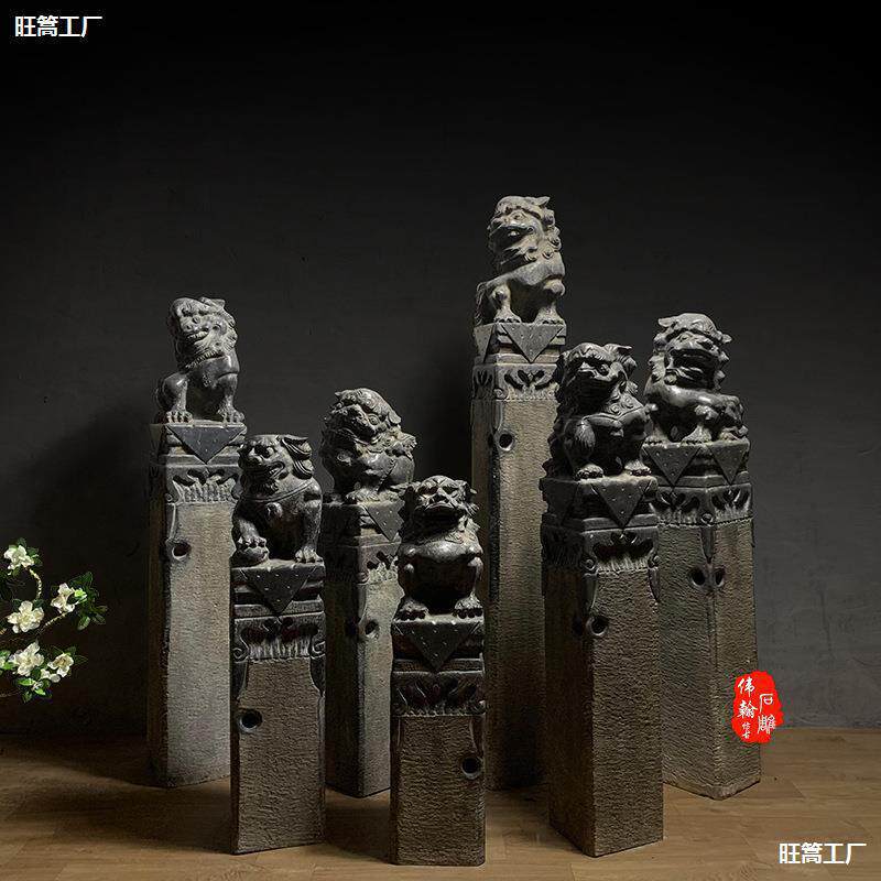 拴马桩貔貅石雕仿古麒麟栓马柱青石做旧狮子金蟾户外摆件庭垒德株