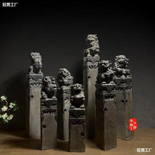 拴马桩貔貅石雕仿古麒麟栓马柱青石做旧狮子金蟾户外摆件庭垒德株