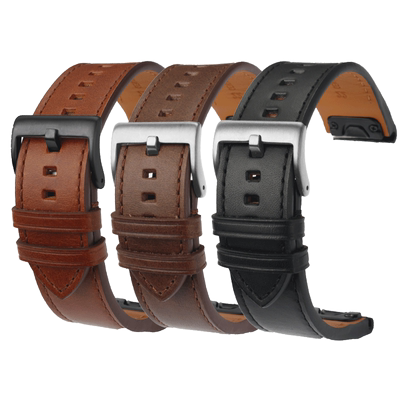 适配佳明快拆牛皮手表带男