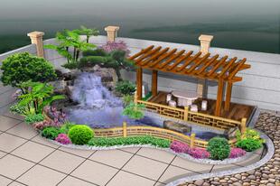 住宅院子.别墅院子设计效果图 院落后院秋千吊椅玻璃房屋院休闲