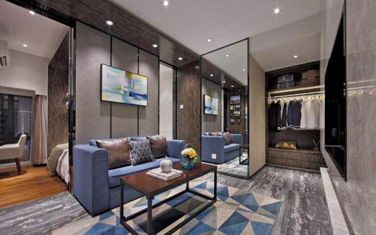 公寓室内设计案例效果图 单身公寓 卧室地产客房客厅室内设计家具