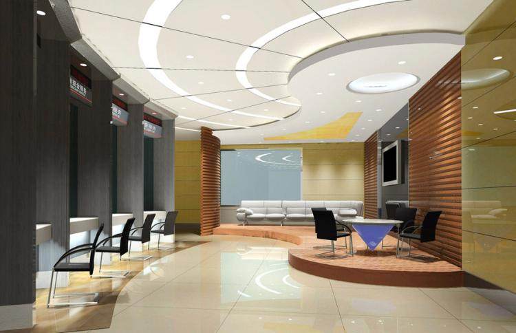 营业厅设计效果图 服务窗口现金业务理财中心电子银行