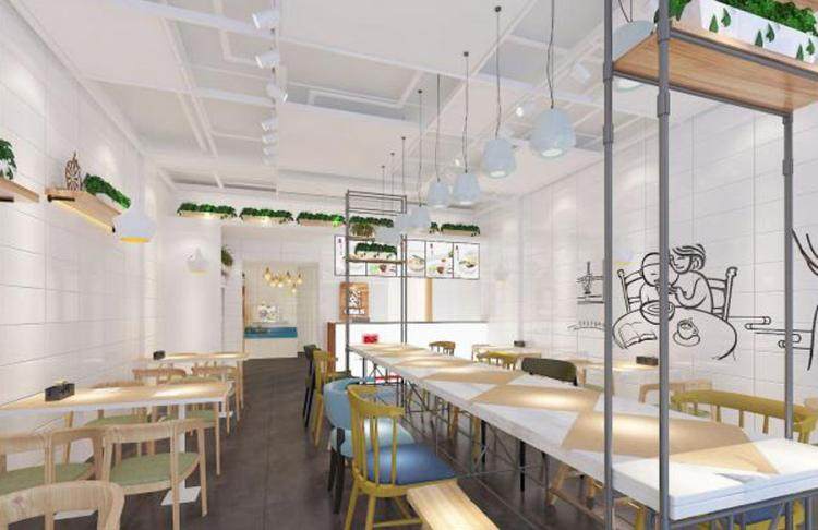 面馆餐厅设计效果图 快餐店饭馆拉面馆牛肉面兰州拉面馆餐饮店