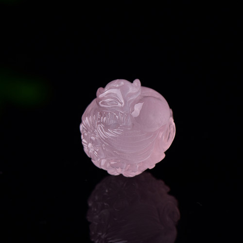 天然粉水晶九尾狐狸球私人订制