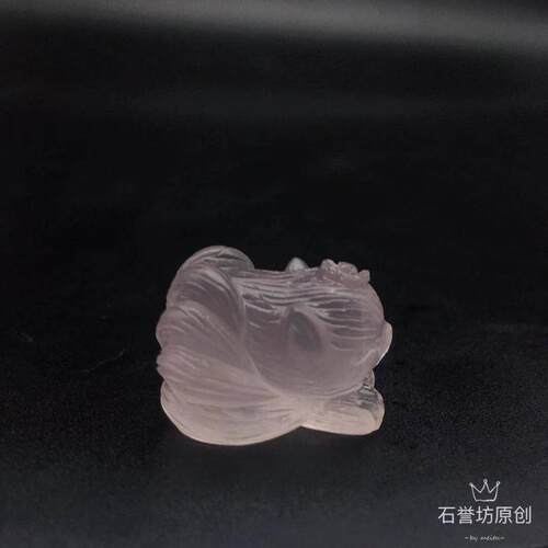 天然粉水晶旺桃花私人狐狸吊坠