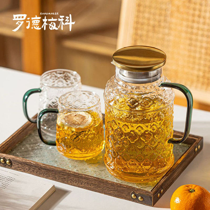 罗德梅科轻奢复古海棠花耐高温玻璃冷水壶水杯水果茶壶家用大容量