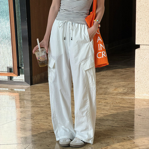 TOANDFRO / 2026春夏白色休闲速干抽绳工装裤女