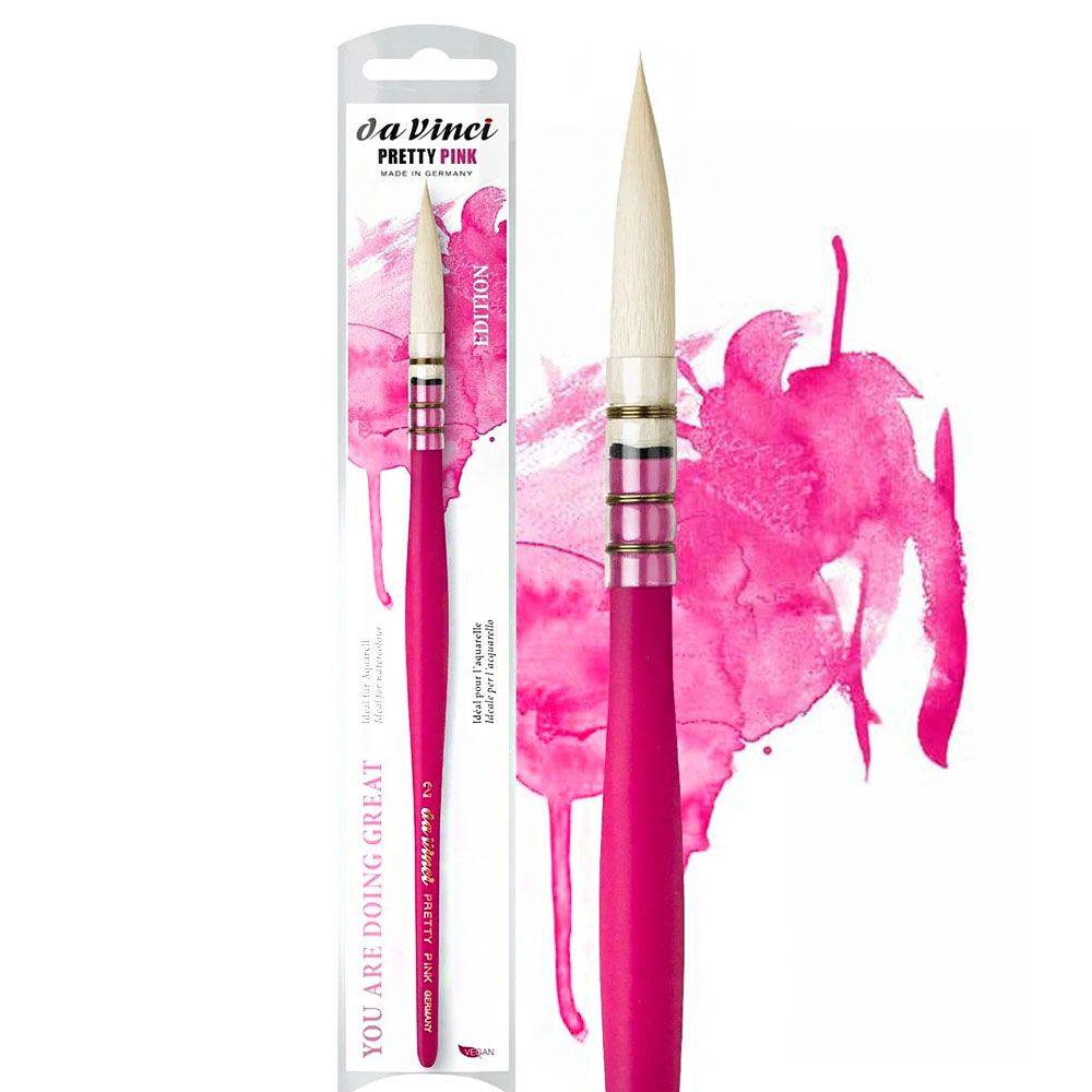 德国Da Vinci达芬奇限定丁香紫493粉红杆494人造毛 美丽莉莉圆头拖把水彩笔