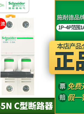 施耐德正品IC65N小型家用断路器C10A空气开关1P2P3P4P空开16A63A
