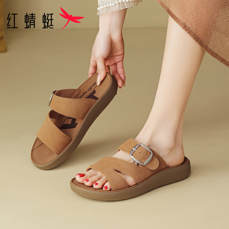 红蜻蜓复古一字拖休闲勃肯凉拖鞋