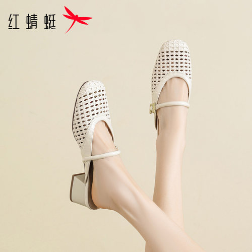 红蜻蜓女鞋春夏新款凉鞋穆勒鞋