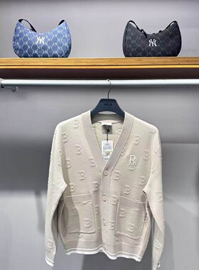 MLB男女情侣休闲时尚满印老花26春百搭线衫针织开衫毛衣3AKCM0161