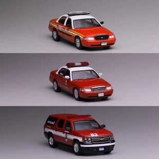 596 洛杉矶萨博班CV纽约消防局维多利亚合金车模1:64消防车摆件