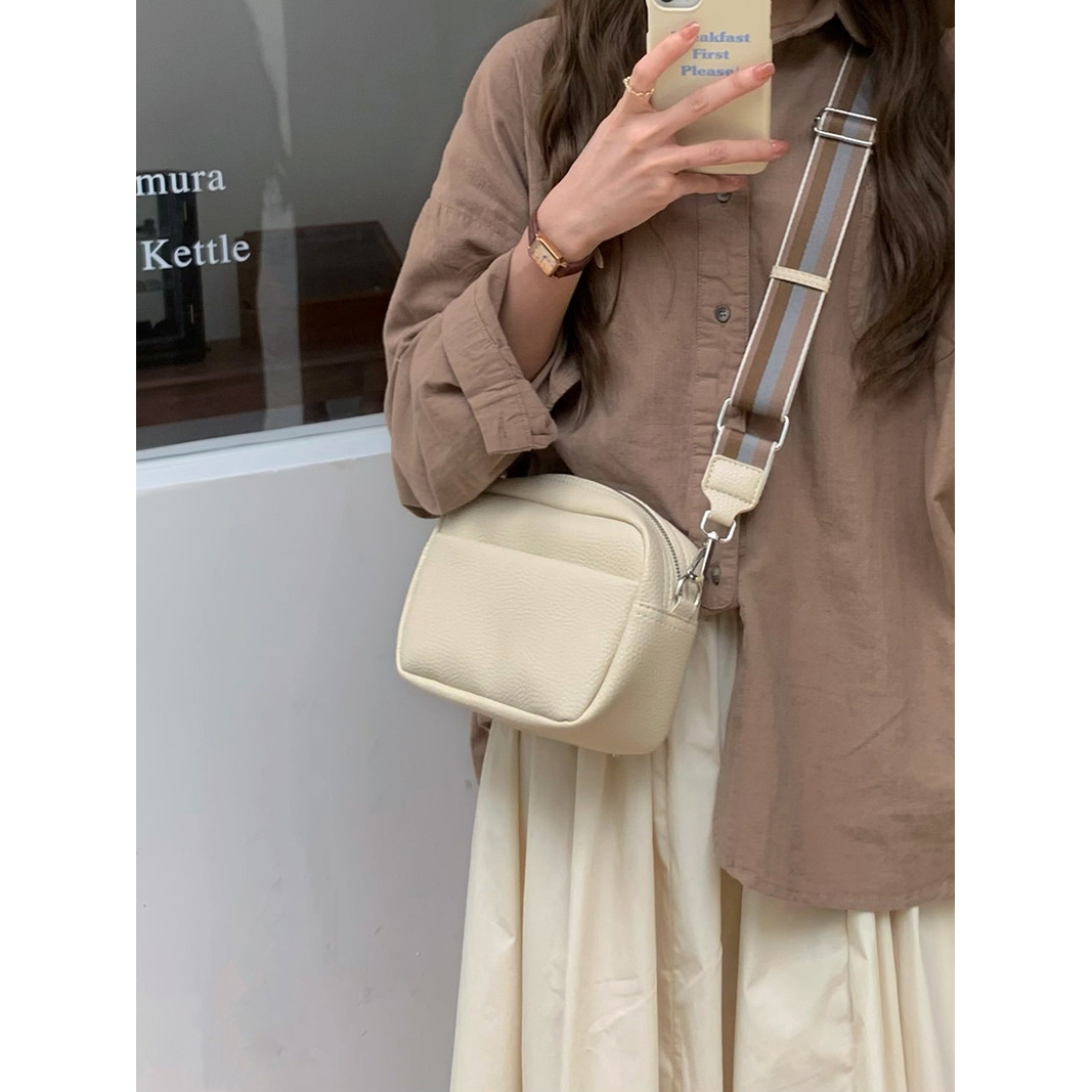 日本无印MUJIE潮流女包包2025新款纯色PU斜挎包女小包女士单肩包