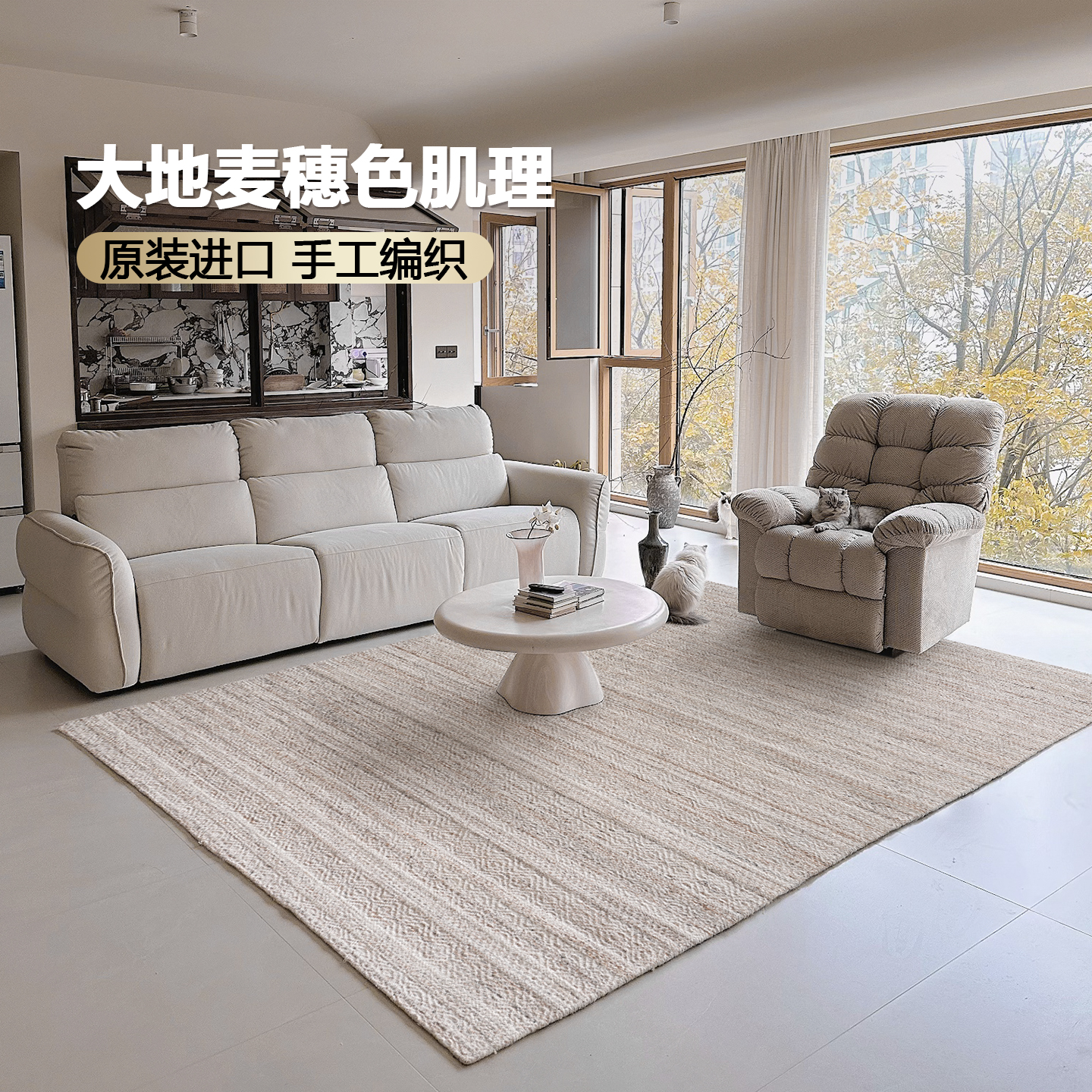 古臻素色极简风客厅卧室环保地毯