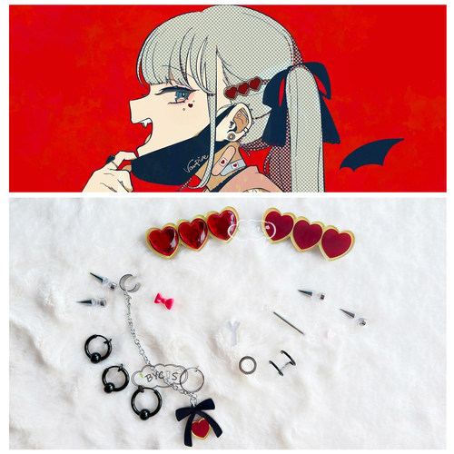 MIKU百鬼祭耳环套装亚克力发卡