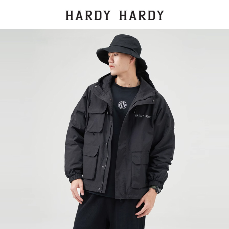 HARDYHARDY户外防水防风工装夹克新款连帽外套刺绣上衣男女同款Q