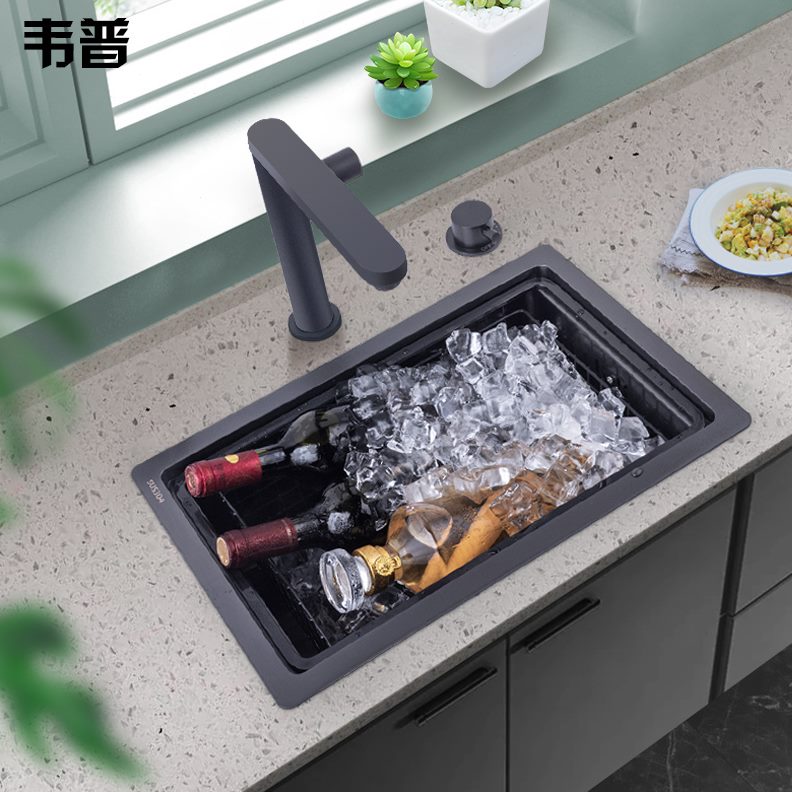 4小水槽洗菜盆吧台隐藏中岛单槽迷你隐形不锈钢板带盖韦普30