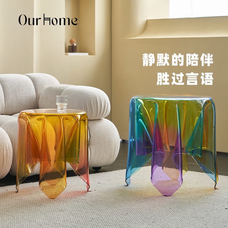 圆形创意桌家用亚克力床头透明边几茶几客厅现代简约悬浮设计欧式