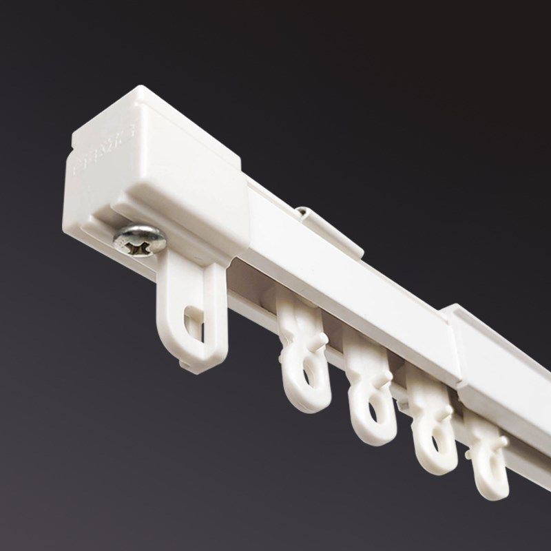 伸缩窗帘轨道静音挂钩式免打孔滑轨固定卡扣顶侧装飘窗窗帘杆滑道