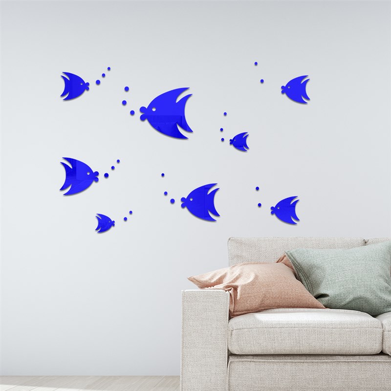 海洋泡泡小鱼镜面墙贴墙壁遮丑装饰贴客厅卧室浴室V卡通床自粘防