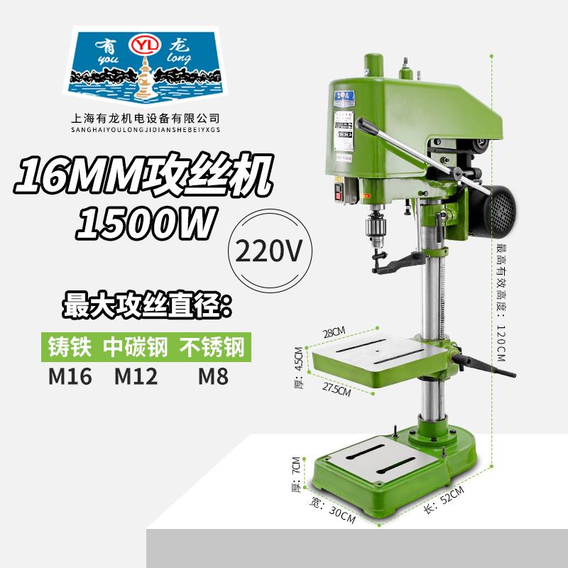 有龙攻丝机大功率重型工业攻牙丝攻机电动SWJ-12台式钻攻攻两用铜
